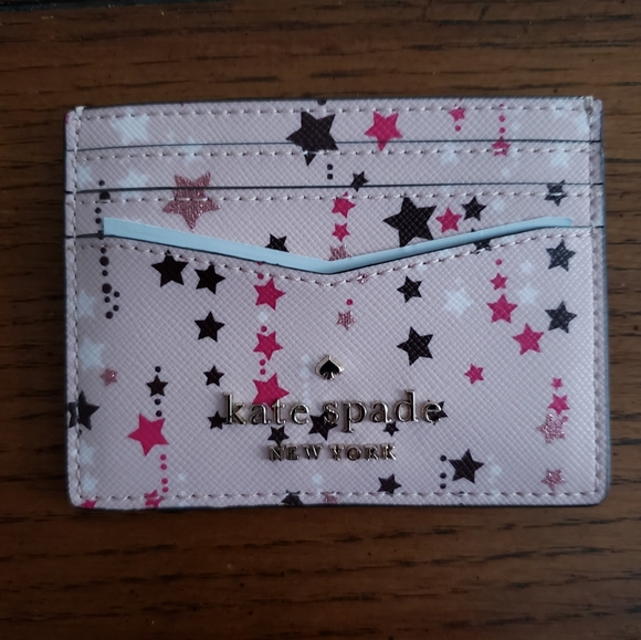 NWT Kate Spade Twinkle Printed Pink Multi Small Slim Card Holder Case - Picture 5 of 7